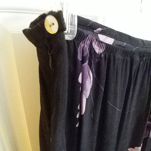 Purple flower print long skirt L Uniform - Picture 4 of 5